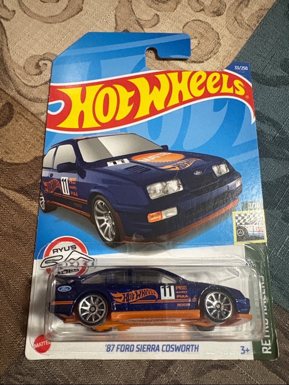5/$20 '87 Ford Sierra Cosworth - Blue & Orange Toy Car